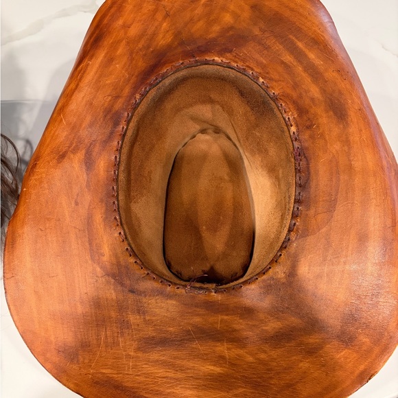 Stylish Brown Leather Cowboy Hat - Picture 4 of 4